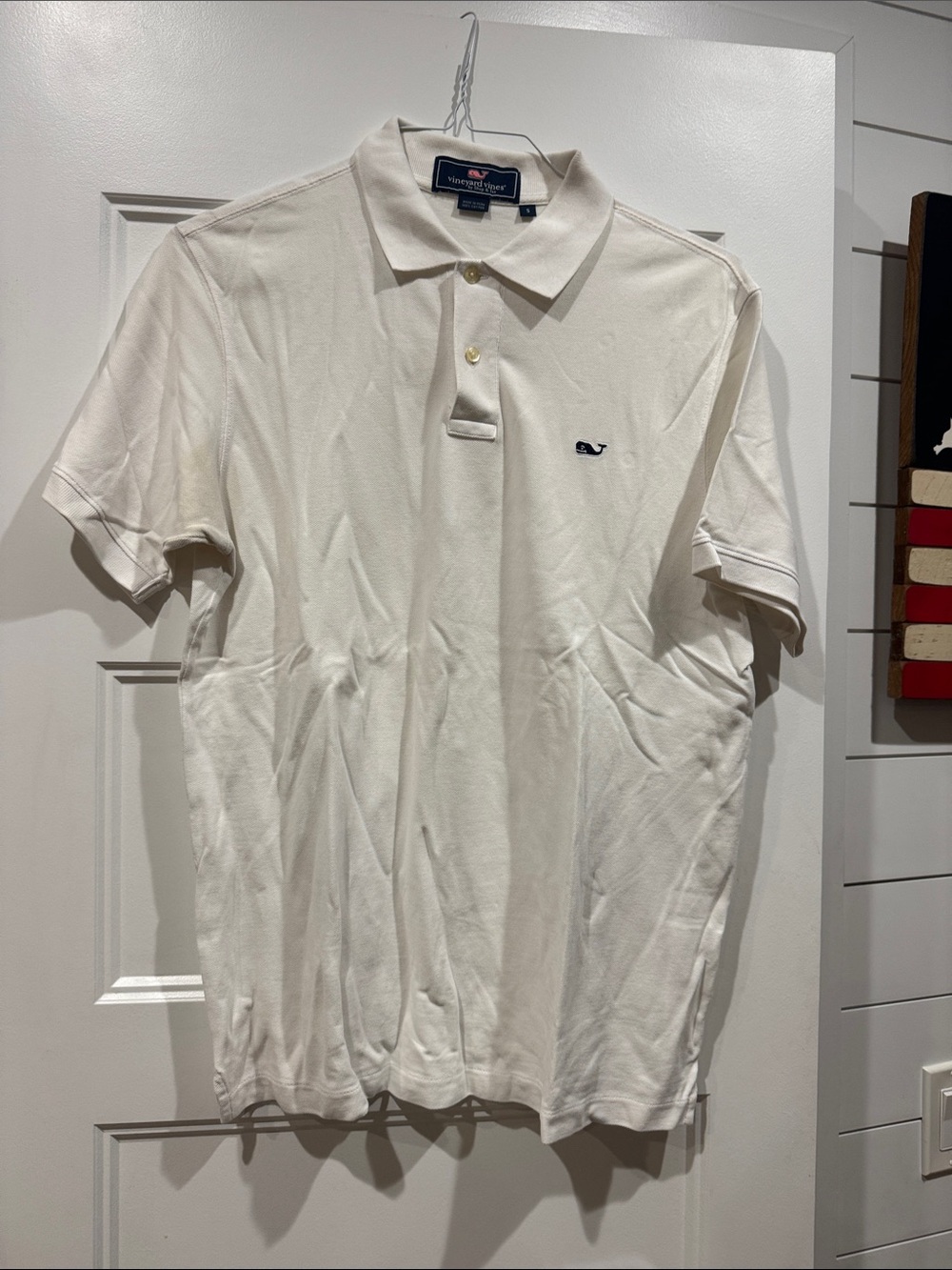 Vineyard Vines Men's White Polo with Whale Logo